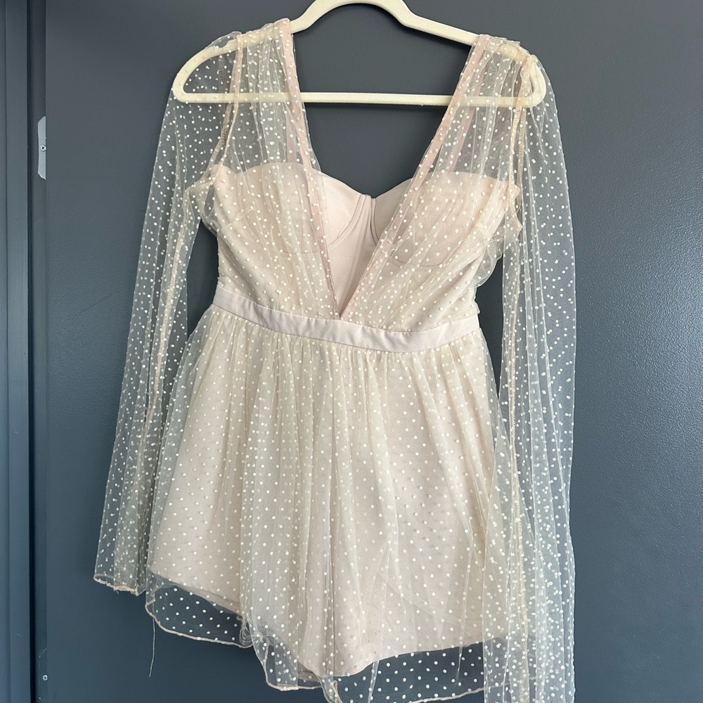 Sheer Polka Dot Long Sleeve Romper